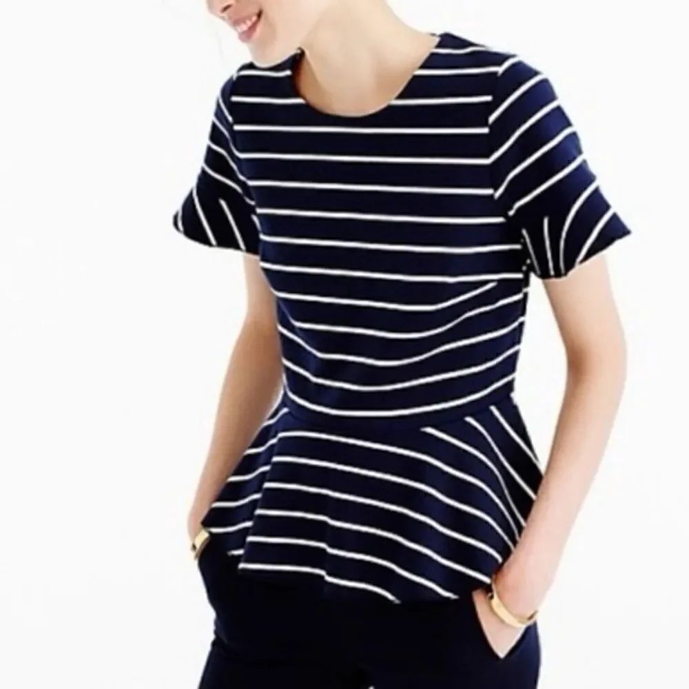 J Crew Structured Striped Peplum Top - Picture 2 of 9